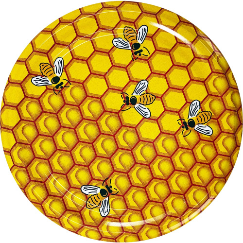 Крышка для банок с медом Твист-Офф 82 мм - "Пчелы на сотах"